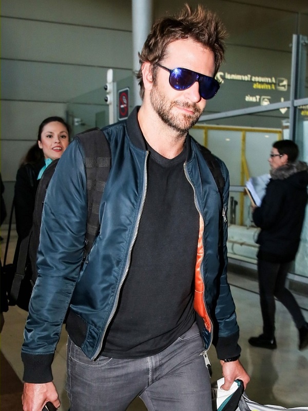 Bradley Cooper Wears Schott NYC Stylish Blue Jacket