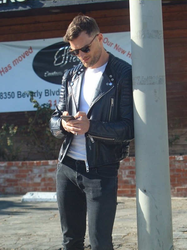 Hollywood Star Ed Skrein Black Leather Jacket